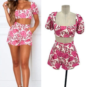 White Fox Boutique Pink Floral Set